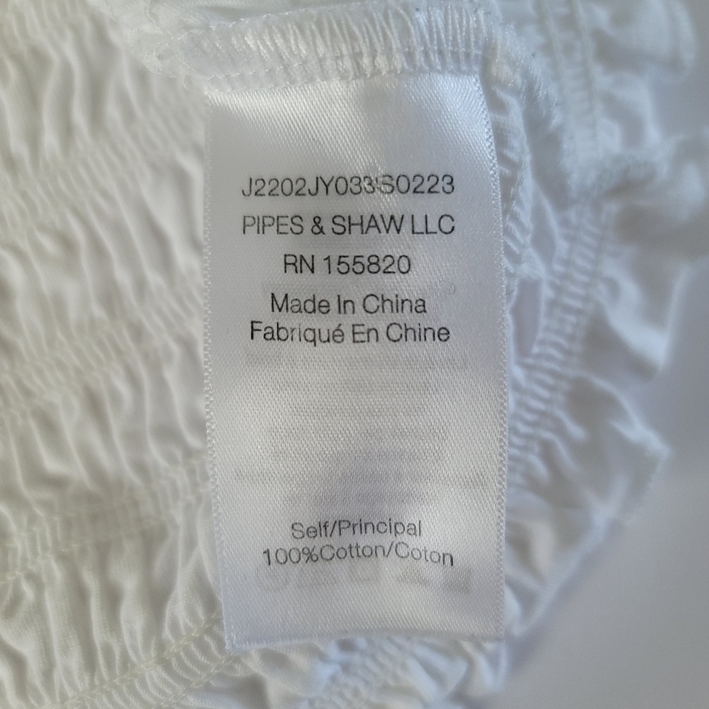 Veronica Beard Jeans Smocked Puff Sleeve Top White Clean Girl Feminine Small - Picture 8 of 8
